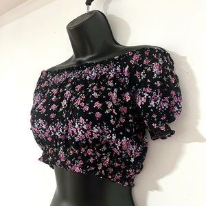 Floral off shoulder crop top